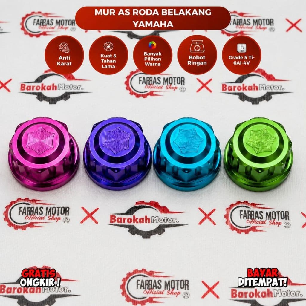 ล้อหลัง AXLE NUT TITANIUM V1 GRADE 5 YAMAHA NMAX AEROX LEXI XMAX FINO 125 MIO 125 FREEGO FAZIZIO FILANO MOTORCYCLE
