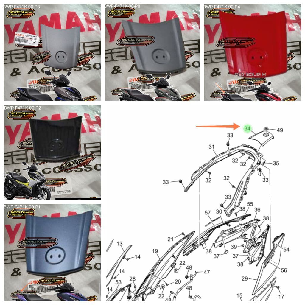ฝาครอบหาง PET BODY TOP REAR STOP LAMP NEW AEROX ALPHA STD AEROX ALPHA TURBO ORIGINAL YAMAHA BWP-F471K-00 EMBLEM BUTUT ORIGINAL YAMAHA 40D-F1737-00