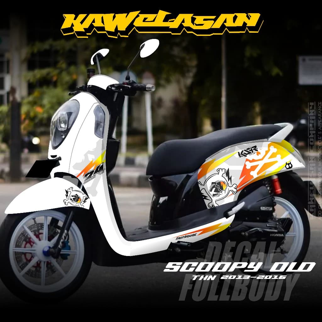 ล่าสุด Full Body Decal สติกเกอร์สําหรับ Honda Scoopy FI รถจักรยานยนต์ 2014 2015 2016 2017 สติกเกอร์สําหรับเก่า Scoopy FI Racing Scoopy Fi Stripe Rainbow KS.09