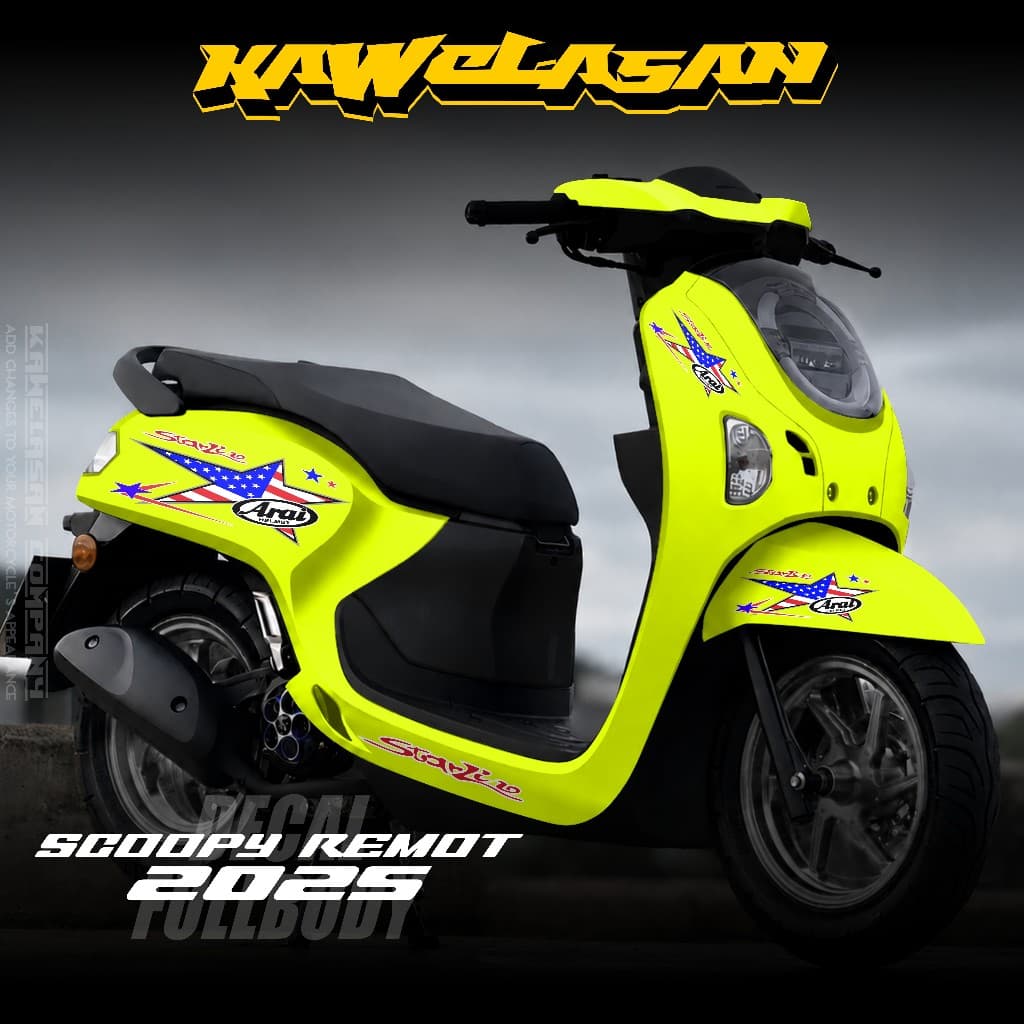ล่าสุด Full Body Decal สติกเกอร์ Honda Scoopy 2025 Full Body สติกเกอร์ Scoopy 2025 2026 American Motif Scoopy 2025 American KS.03