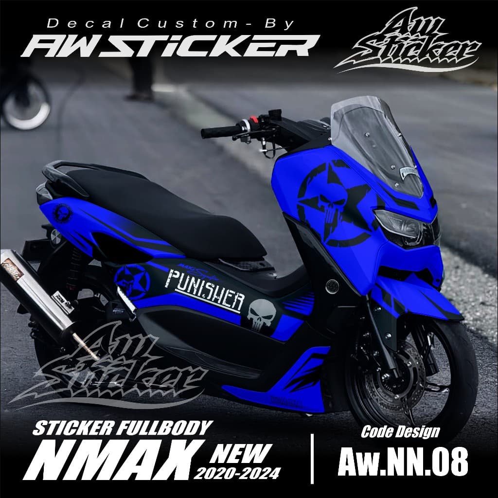 สติ๊กเกอร์รูปลอก Nmax Simple Elegant FULL BODY Decal Sticker Nmax New 2020 2021 2022 2023 2024 - Nmax Motif punisher AW.NN.08