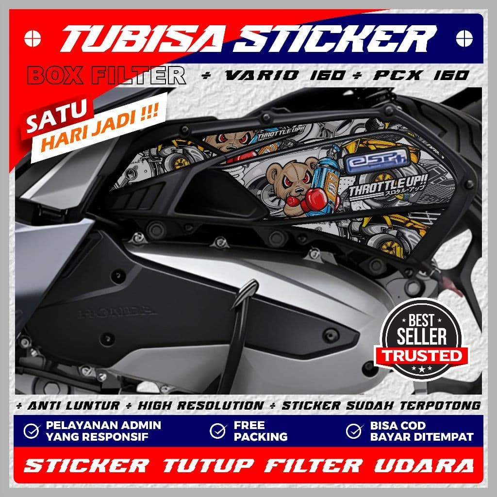 สติ๊กเกอร์กล่องฟิลเตอร์ VARIO 160 | พีซีเอ็กซ์ 160 | STYLO 160 | ADV 160 วัสดุกันน้ําและกระจ่างใสระดับพรีเมี่ยม TBS.01
