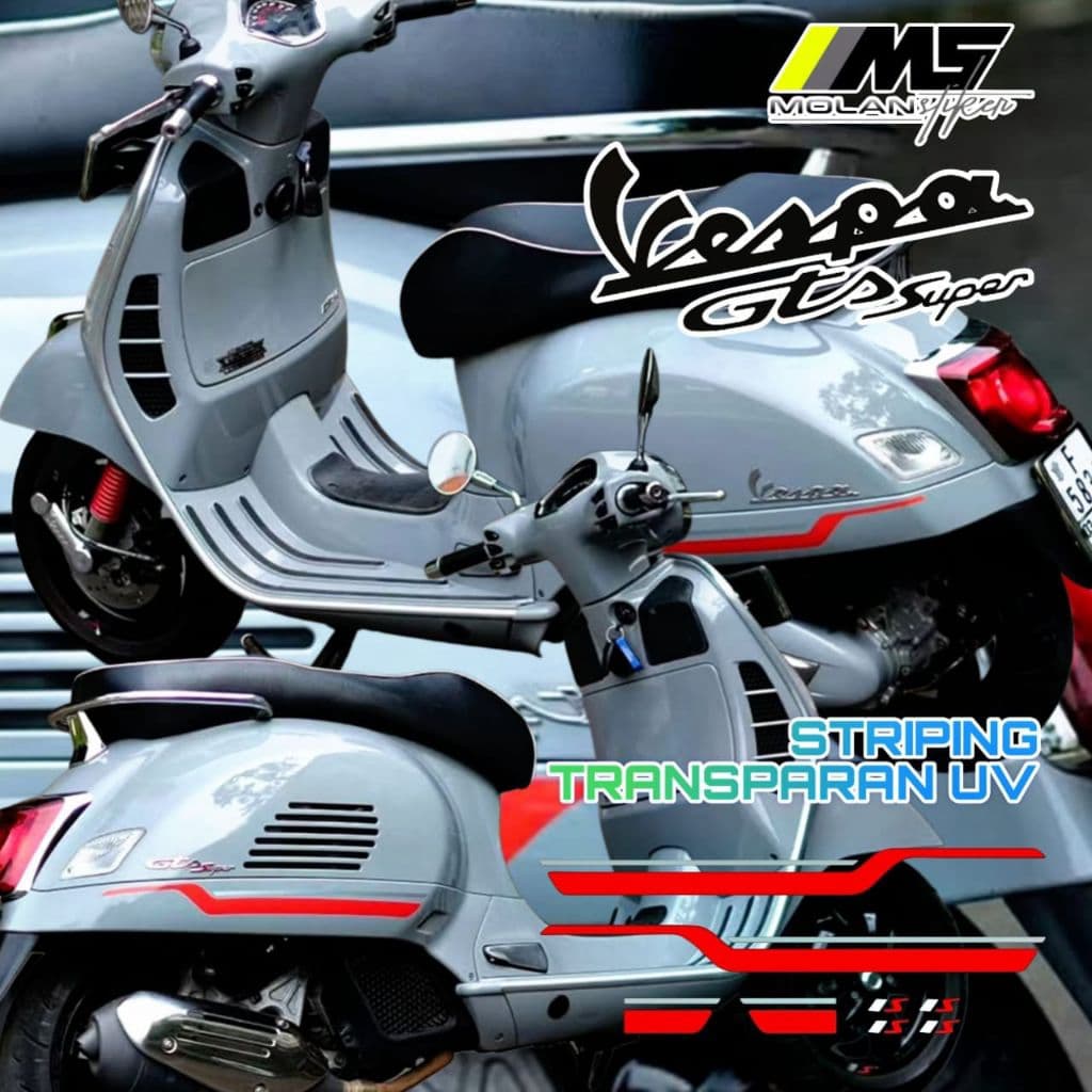 Decal สติกเกอร์ Striping Variation โปร่งใส Uv Vespa GTS 150 Super Vespa GTS iget Abs Facelift Vespa GTS 150 3 v/2 v GTS 250 GTS 300 GTS Super Sport Striping Vespa Gts โปร่งใส Decal Vespa Gts Lis สติกเกอร์ตัดโปร่งใส Vespa Gts สีเทา 2