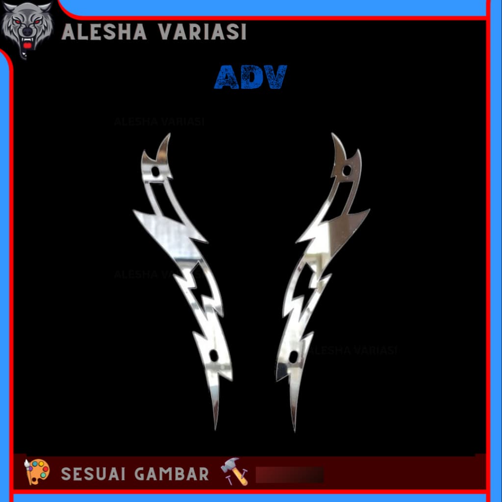 Garnish Visor Garnish กระจกบังลม Lightning Motif ADV 150 ADV 160 อะคริลิค 4MM
