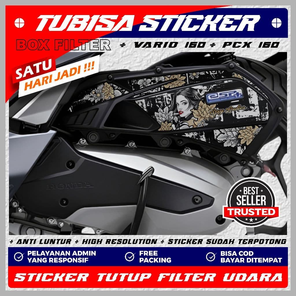 สติ๊กเกอร์กล่องฟิลเตอร์ VARIO 160 | พีซีเอ็กซ์ 160 | STYLO 160 | ADV 160 วัสดุกันน้ําและกระจ่างใสระดับพรีเมี่ยม TBS.02