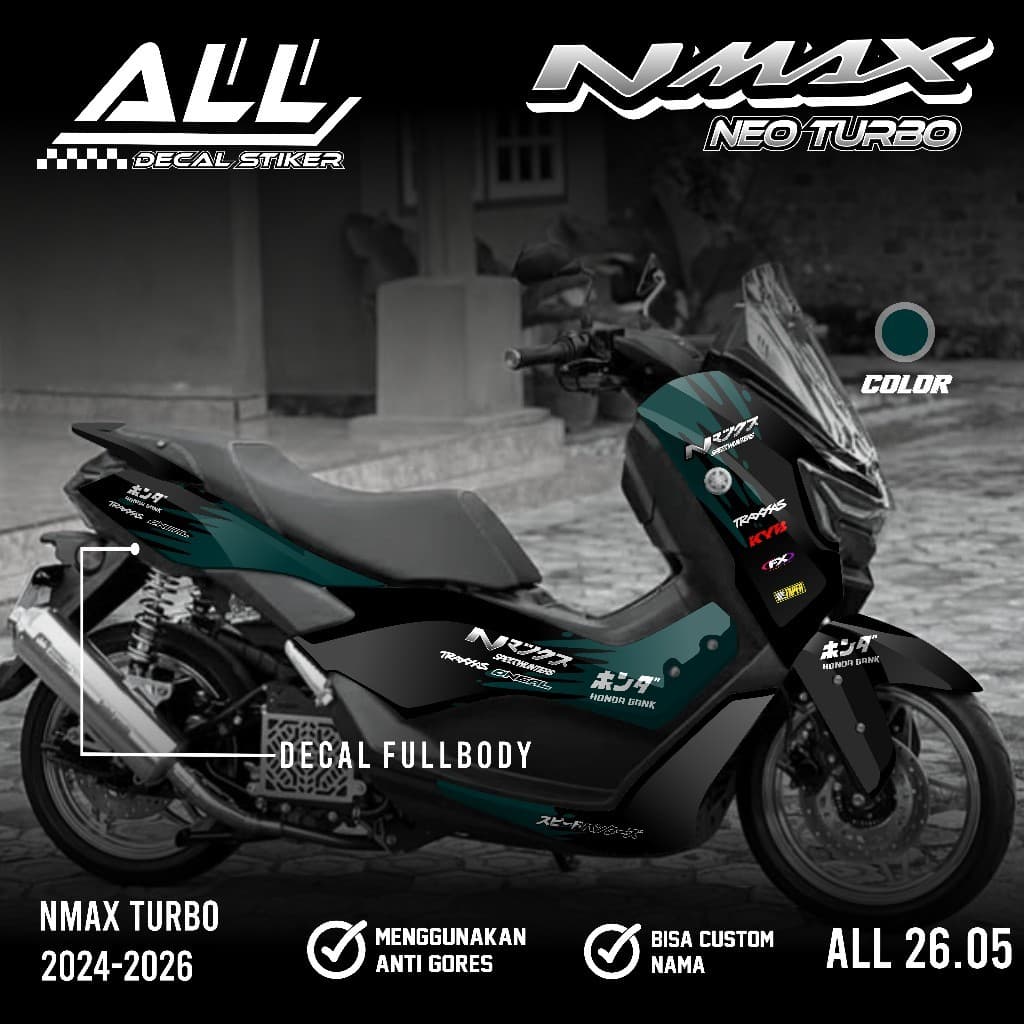 สติ๊กเกอร์รูปลอก Nmax Neo S Nmax Turbo 2024 2025 Full Body สติกเกอร์ Nmax Neo S Turbo ใหม่ Decal สติกเกอร์ออกแบบ Nmax Turbo Simple Black Gradient Limited Edition Lembayung Japan CODE ทั้งหมด 26.05