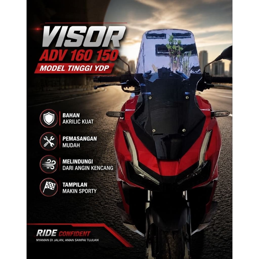 กระบังหน้า Honda ADV 160 150 กระจกบังลม Honda ADV 160 150 สูง 58 cm Original YDP