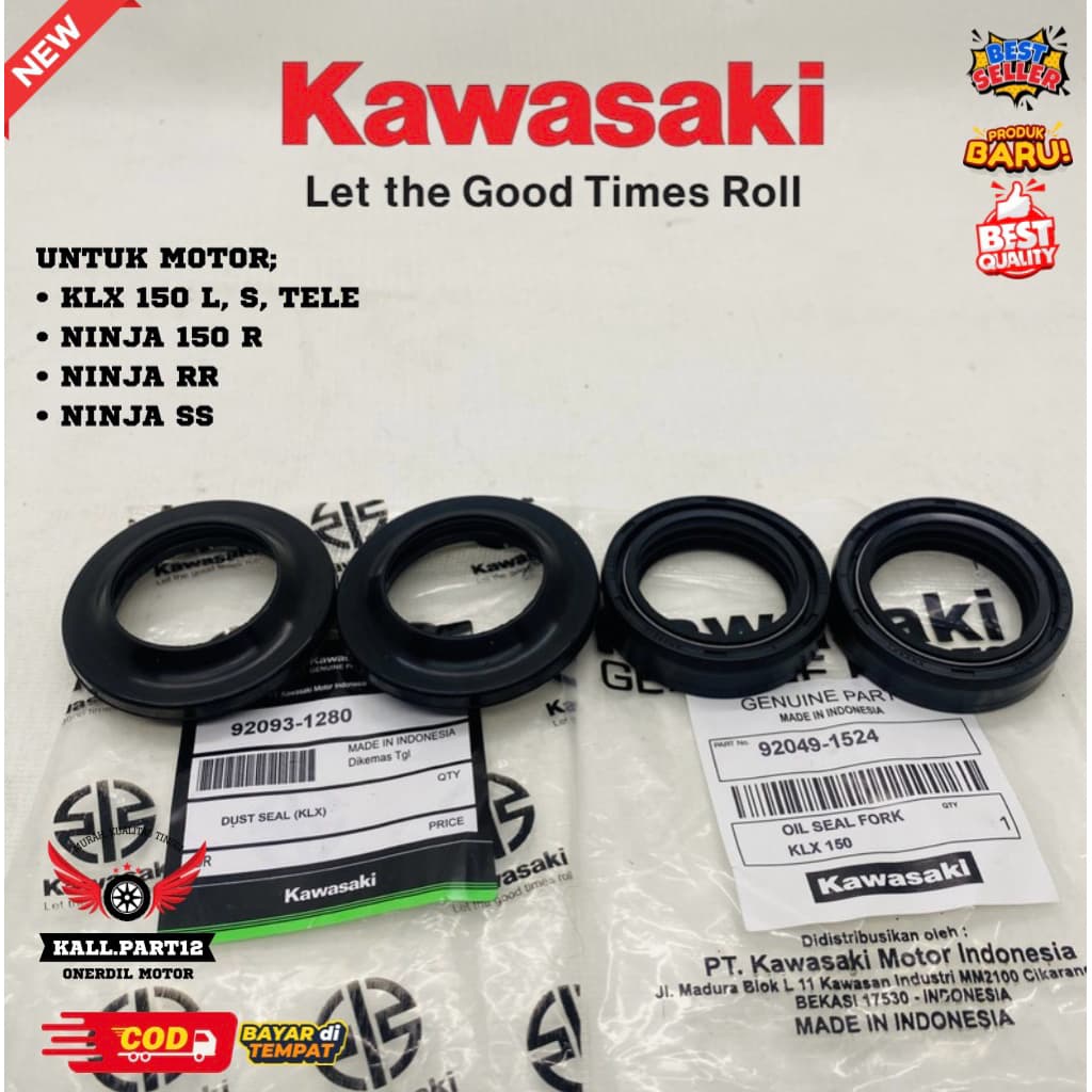 แพ็คเกจซีลโช๊ค + ซีลสีเทา Kawasaki Ninja 150 R, RR, SS, KLX 150 L, S, Tele