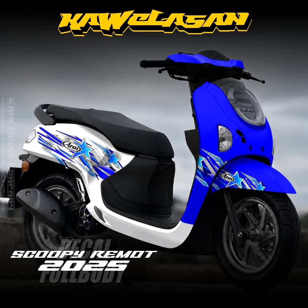 ล่าสุด Full Body Decal สติกเกอร์ Honda Scoopy 2025 Full Body สติกเกอร์ Scoopy 2025 2026 Racing Star Motif Scoopy 2025 Racing Star KS.05