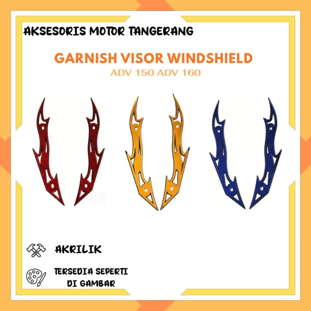 WINDSHIELD VISOR GARNISH อุปกรณ์เสริมรถจักรยานยนต์ COLORFUL FIRE MOTIF GARNISH ADV 150 ADV 160 4 มม.CRYLIC GARNISH VARIOUS สี
