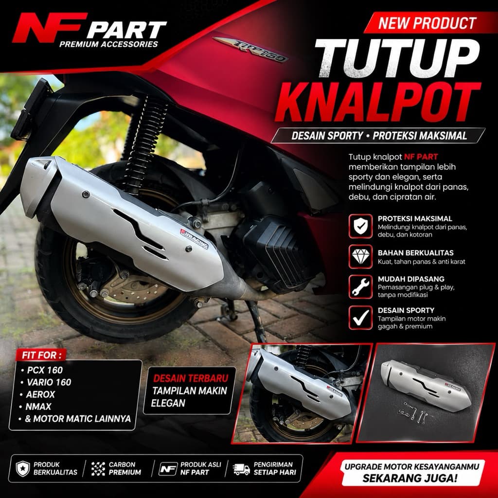 PCX 160 EXHAUST ฝาครอบรุ่น ZT KIPS RC vario 160 ฝาครอบท่อไอเสีย Variation pcx 160 vario 160 อุปกรณ์เสริม pcx 160