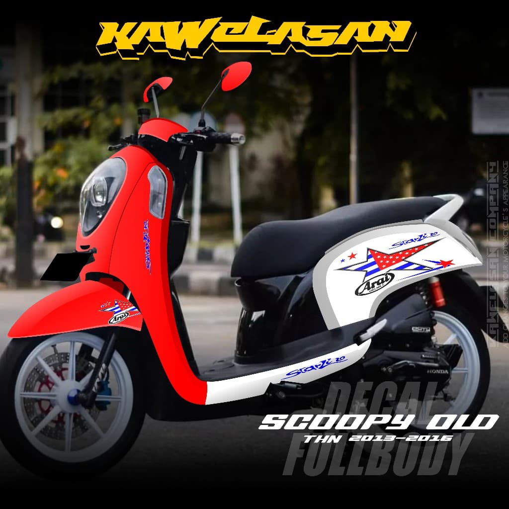 ล่าสุด Full Body Decal สติกเกอร์สําหรับ Honda Scoopy FI รถจักรยานยนต์ 2014 2015 2016 2017 Full Body สติกเกอร์ Scoopy FI เก่า Racing Scoopy Fi สไตล์อเมริกัน KS.04