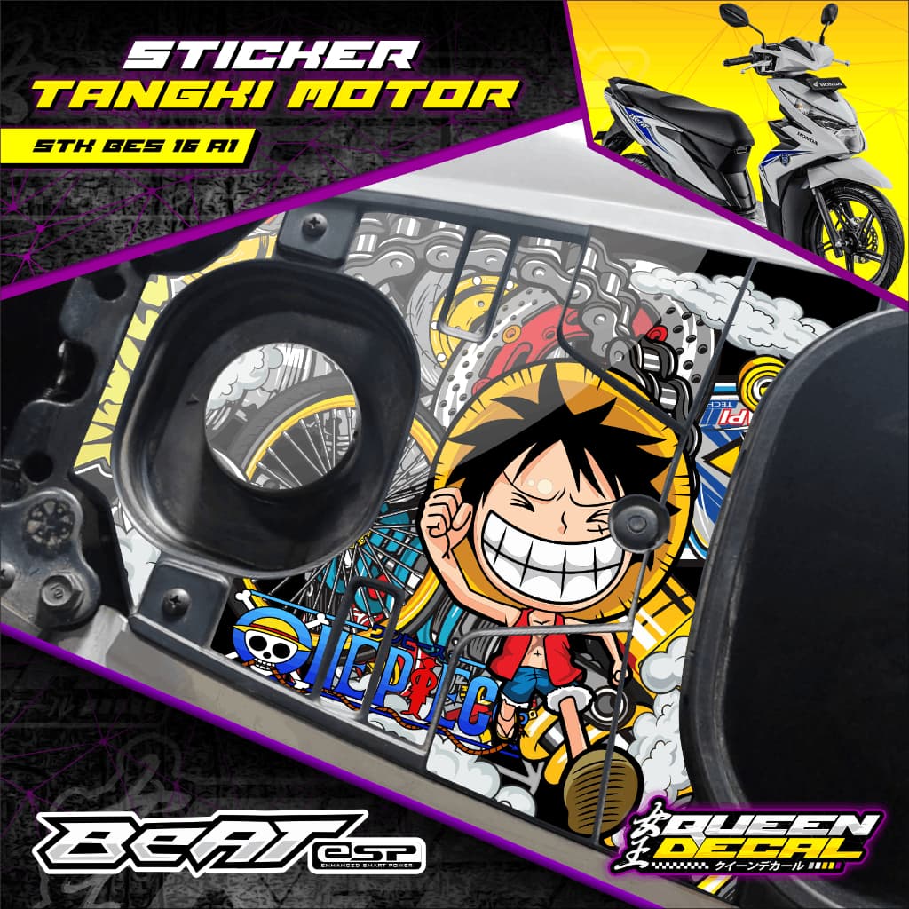 Honda Beat Esp Motorcycle Tank Cover Accessories Sticker, One Piece Monkey Character Design, Thailook Theme - Honda Beat Esp Tank Sticker - ตัดแล้ว ทนทาน Just Stick It On - STK-BES