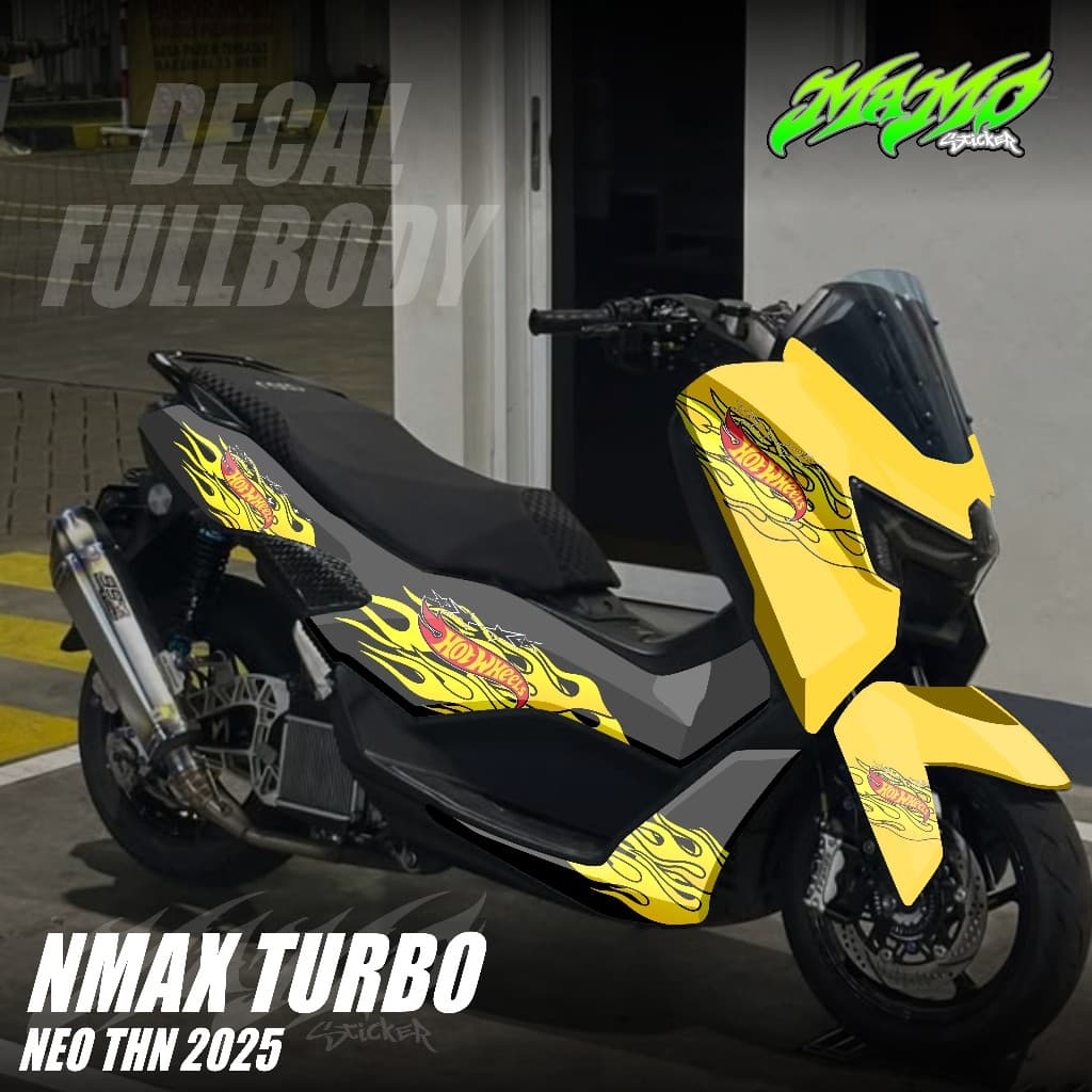 ใหม่ล่าสุดสติ๊กเกอร์รูปลอก Nmax Neo S Nmax Turbo Full Body ปี 2024 2025 2026 - สติ๊กเกอร์เต็มตัว Nmax Neo S Turbo Hotwheels Fire Design MM.08