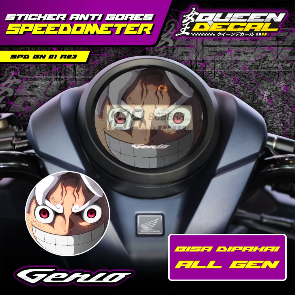 สติ๊กเกอร์วัดความเร็วรถจักรยานยนต์ Honda Genio พร้อมการออกแบบตัวละครอนิเมะ Monkey D ลูฟี่ใน Wujud Gear 5 - สติ๊กเกอร์วัดความเร็วรถจักรยานยนต์ Honda Genio ทนทาน - SPD-GN