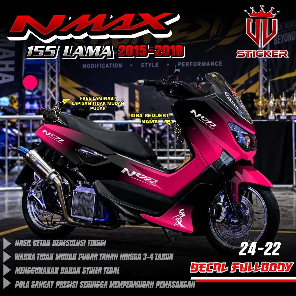 Full Body Decal สติกเกอร์ Yamaha NMAX OLD 155 OLD 2015 2016 2017 2018 2019 - Fullbody Decal สติกเกอร์ NMAX OLD 155 OLD ญี่ปุ่นคันจิไล่โทนสีออกแบบ Nmax Minimalist บทคัดย่อ UV 22