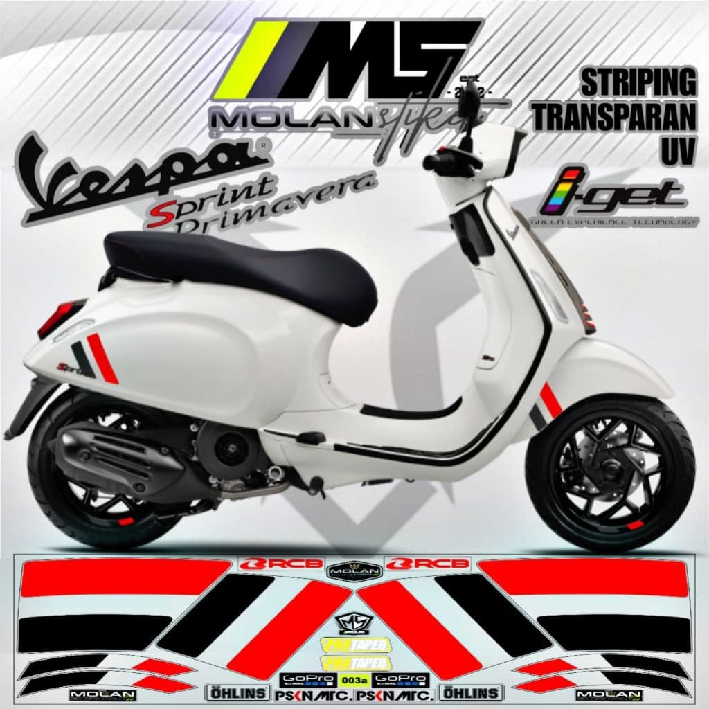 Decal สติกเกอร์ Striping Variation โปร่งใส Uv Vespa Sprint S 150 iget Abs Facelift 2024/2025 Vespa Electria Vespa Sprint/Primavera 3v/2v Lis Vespa Sprint โปร่งใสตัดสติกเกอร์ Vespa Striping Ori Sprint S2025