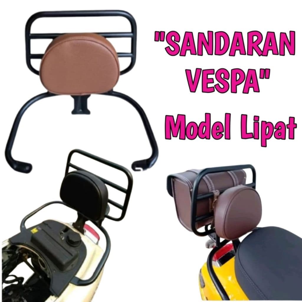 พับVespaพนักพิงสีน้ําตาลและสีดําเบาะสําหรับVespa primavera sprint Smoot Zuzu Uwinfly Vespa Lx s super
