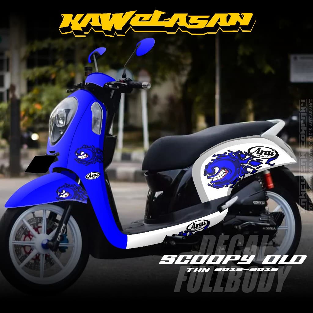 ล่าสุด Full Body Decal สติกเกอร์สําหรับ Honda Scoopy FI รถจักรยานยนต์ 2014 2015 2016 2017 Full Body สติกเกอร์ Scoopy FI เก่า Racing Scoopy Fi Arai ตัวอักษร KS.02