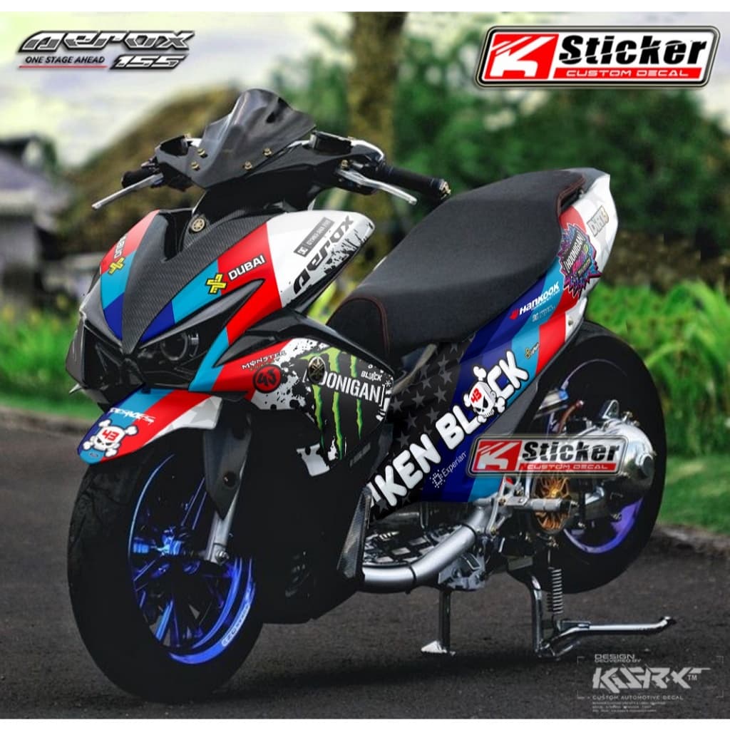 Yamaha Aerox - Decal Aerox Full body สติกเกอร์ Aerox 155 NVX OLD Motic Racing SImple Cool Kt 02