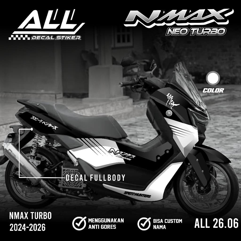 สติ๊กเกอร์รูปลอก Nmax Neo S Nmax Turbo 2024 2025 Full Body สติกเกอร์ Nmax Neo S Turbo ใหม่ Decal สติกเกอร์ออกแบบ Nmax Turbo Simple Black Gradient Limited Edition Lembayung Japan CODE ทั้งหมด 26.05