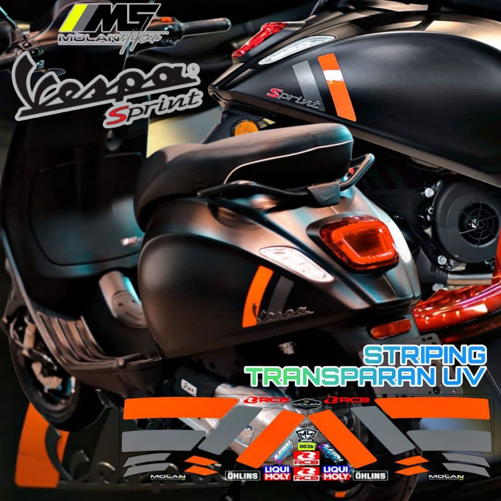 Decal สติกเกอร์ Striping Variation โปร่งใส Uv Vespa Sprint S 2024/2025 iget Abs Facelift Vespa Primavera Vespa Electrica Vespa Sprint 150 3 v/2v Lis Vespa Sprint สติกเกอร์ตัด Vespa Striping Ori Sprint 2024 สีดํา Sprint