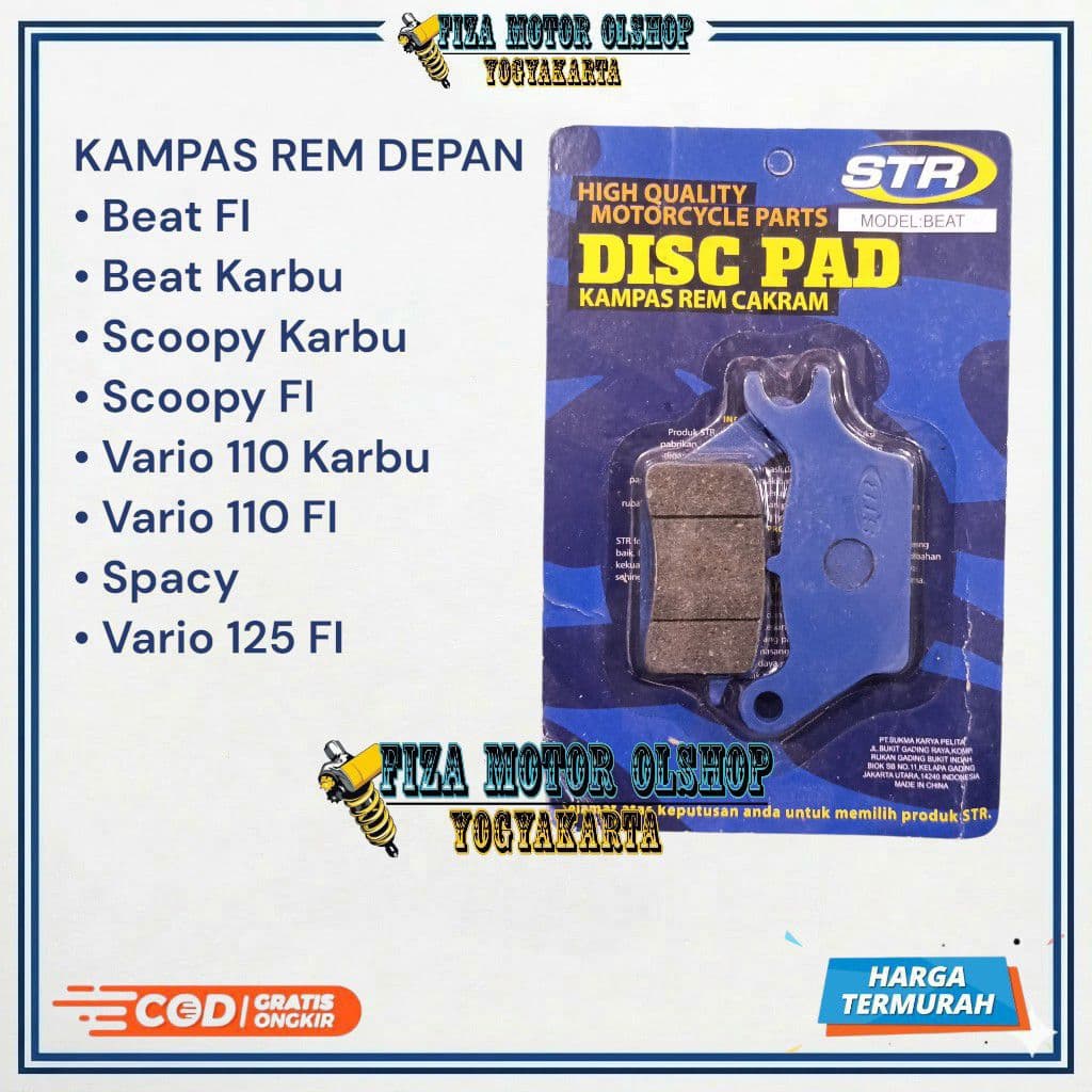 เบาะเบรคด้านหน้าสไลด์ HONDA BEAT SCOOPY VARIO SPACY BEAT FI SCOOPY FI CARBON VARIO 110 FI VARIO CARBON VARIO 125 FI CODE QM ORIGINAL STR QM HONDA 06455-KVB-KVB-T01