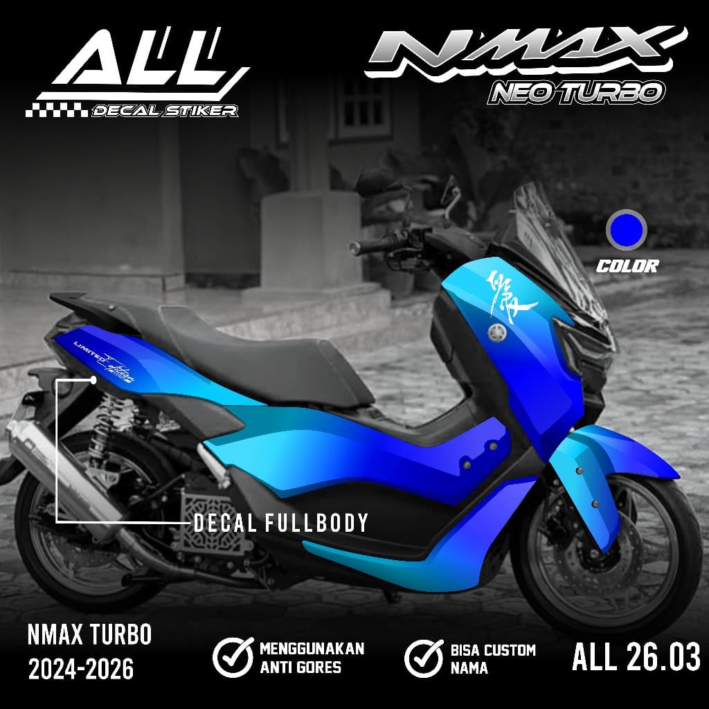 สติ๊กเกอร์รูปลอก Nmax Neo S Nmax Turbo 2024 2025 Full Body สติกเกอร์ Nmax Neo S Turbo ใหม่ Decal สติกเกอร์ออกแบบ Nmax Turbo Simple Gradation Limited Edition Lembayung Japan CODE ทั้งหมด 26.03