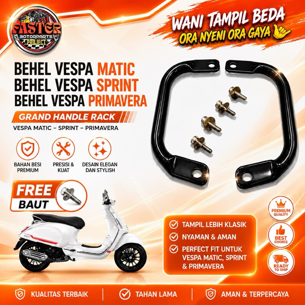 VESPA MATIC BRACES VESPA SPRINT BRACES VESPA PRIMAVERA GRAND HANDLE RACK VESPA MATIC SPRINT PRIMAVERA ฟรี BOLT