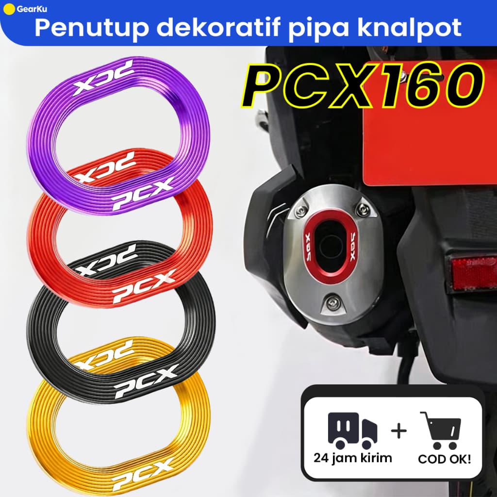 HIJAU UNGU MERAH PCX160 ฝาครอบท่อไอเสียอลูมิเนียมอัลลอยด์ - 2021-2025, 6 สี (แดง/ทอง/ม่วง/ดํา/น้ําเงิน/เขียว) ติดตั้งโดยไม่ต้องดัดแปลง, กุญแจ L และโบลต์ครบชุด - PCX Exhaust End Cap