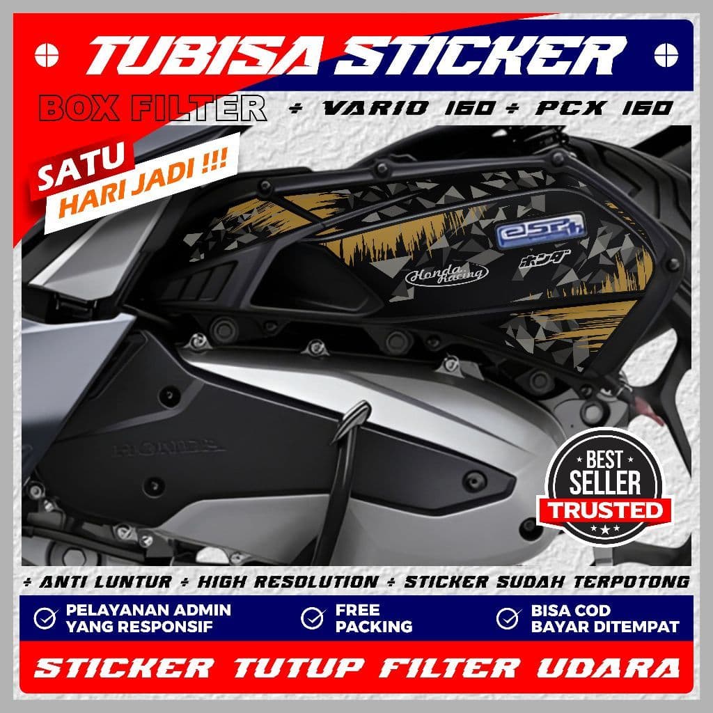 สติ๊กเกอร์กล่องฟิลเตอร์ VARIO 160 | พีซีเอ็กซ์ 160 | STYLO 160 | ADV 160 วัสดุกันน้ําและกระจ่างใสระดับพรีเมี่ยม TBS.04