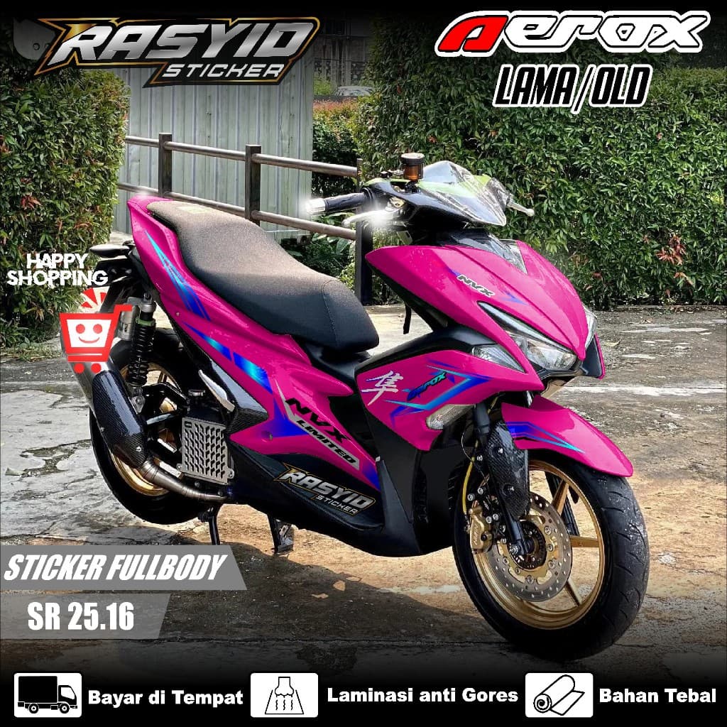 Yamaha Aerox Old VVA Full Body สติกเกอร์ 2016 2017 2018 2019 2020 เก่า Aerox Full Body สติกเกอร์ Simple Racing Motif Aerox เก่า Simple Racing ภาพ SR 25.16