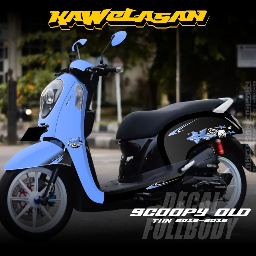ล่าสุด Full Body Decal สติกเกอร์สําหรับ Honda Scoopy FI รถจักรยานยนต์ 2014 2015 2016 2017 Full Body สติกเกอร์ Scoopy FI เก่า Racing Scoopy Fi Arai Suriken KS.01
