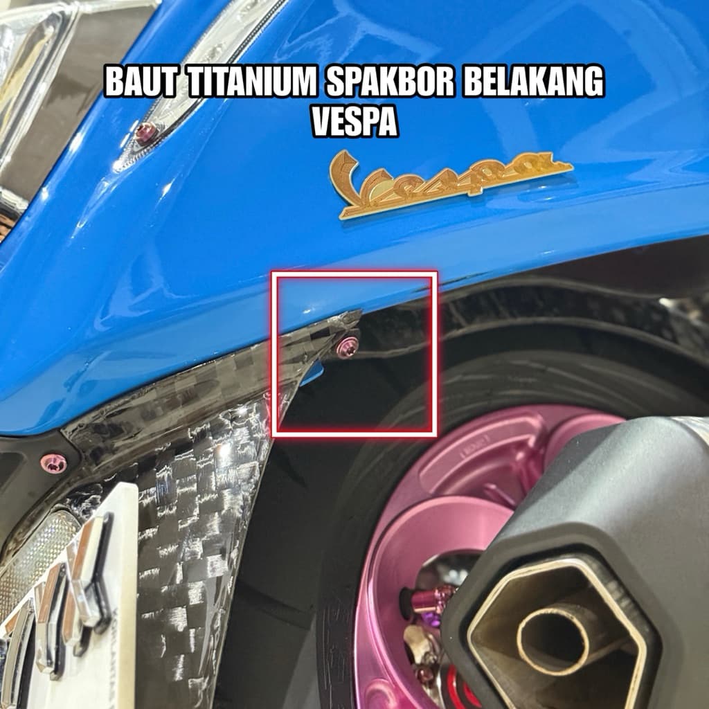 สลักเกลียวหยาบ / ตัวบังโคลนหลัง Vespa Sprint Vespa Primavera Titanium Bolts Vespa Matic Bolts