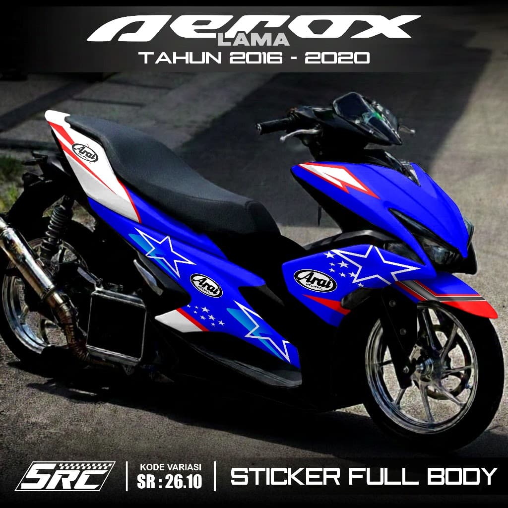 สติกเกอร์เต็มตัวล่าสุด Yamaha Aerox Old VVA 2016 2017 2018 2019 2020 Full Body สติกเกอร์ Aerox Old Arai Racing Motif Aerox Old Arai สไตล์ Aerox Arai Racing SR 26.10