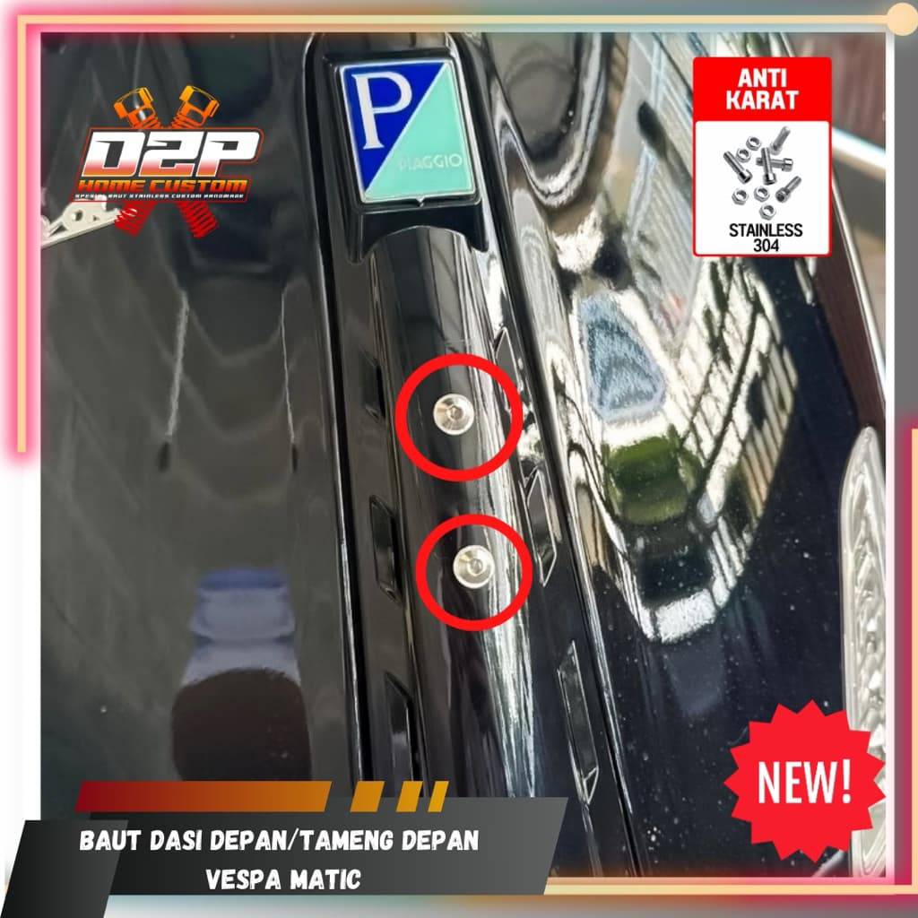 สลักเกลียวผูกหน้าสําหรับ vespa matic sprint primavera L สแตนเลส รุ่นไทเทเนียม ป้องกันสนิม แฮนด์เมด