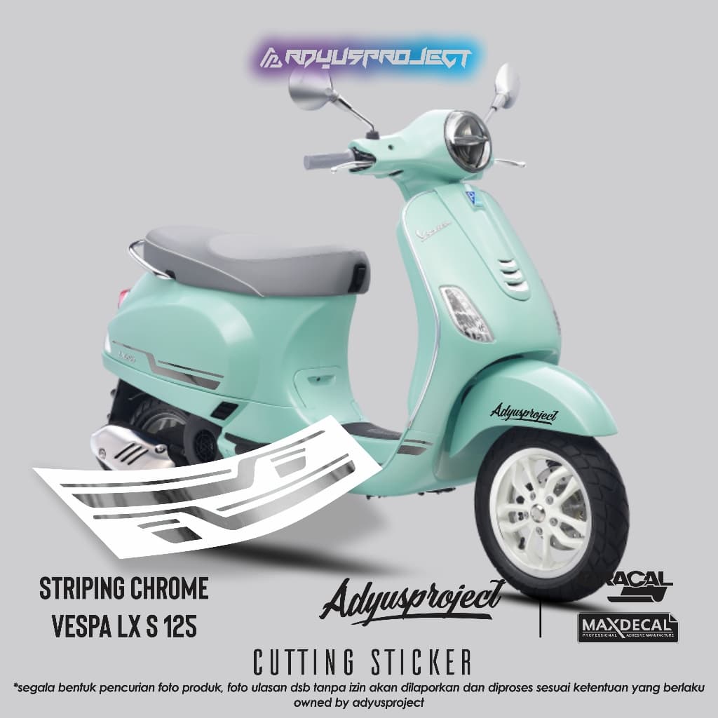 Striping Chrome Vespa LX S 125 สติ๊กเกอร์ตัดสติ๊กเกอร์ Vespa