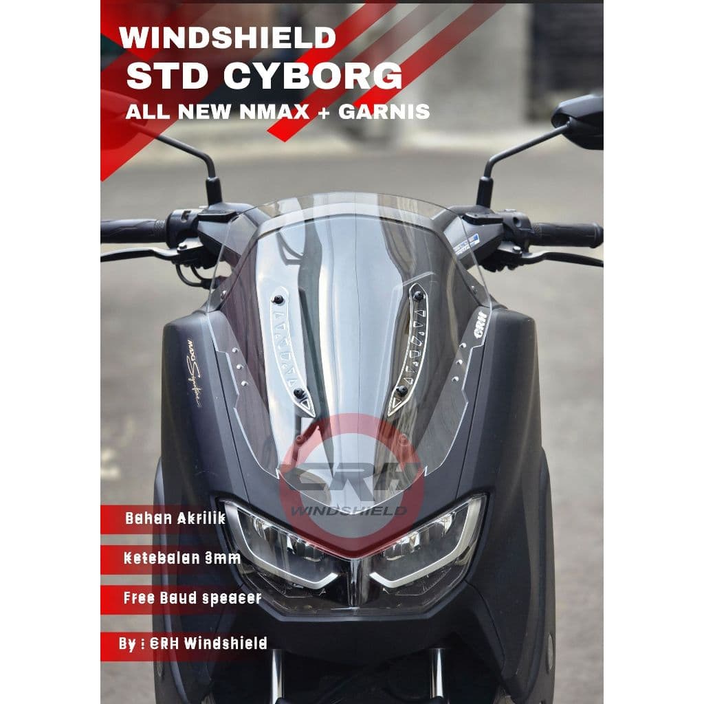 กระจกบังลม Yamaha All New Nmax | กระจกบังลม Nmax ใหม่ | กระจกบังลมไทย | กระจกบังลม STD Nmax ใหม่ | WIndshield Cyborg