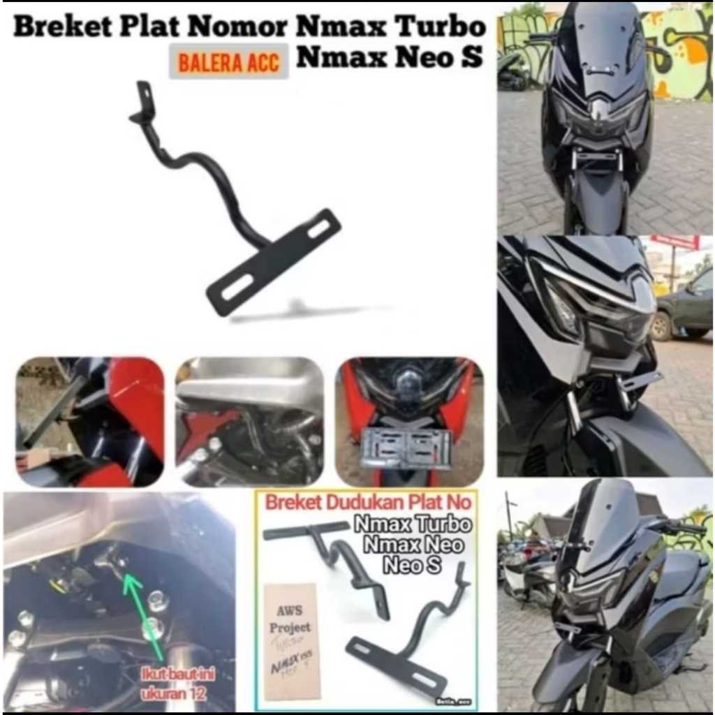 Nmax Techmax Neo S Nmax Turbo 2024 ขายึดป้ายทะเบียน Nmax รุ่นใหม่ ใหม่ล่าสุด ท่อหนา แข็งแรง + ฝาครอบลิ้นชัก