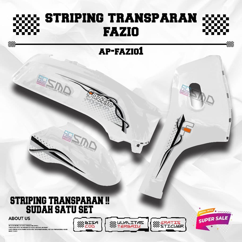 สติ๊กเกอร์แถบใส yamaha fazzio racing motif simple one set เรียบหรู