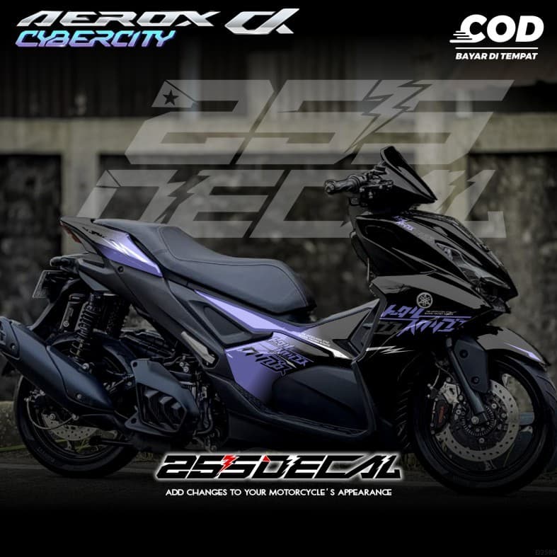 Yamaha Aerox Alpha Turbo Full Body สติกเกอร์ 2025 2026 Aerox Turbo Alpha Decal สติกเกอร์ 2025 2026 Limited Edition Aerox Alpha Hayabusa ภาพโปร่งใส Motif สีม่วง Gradient สีล่าสุด D25.09