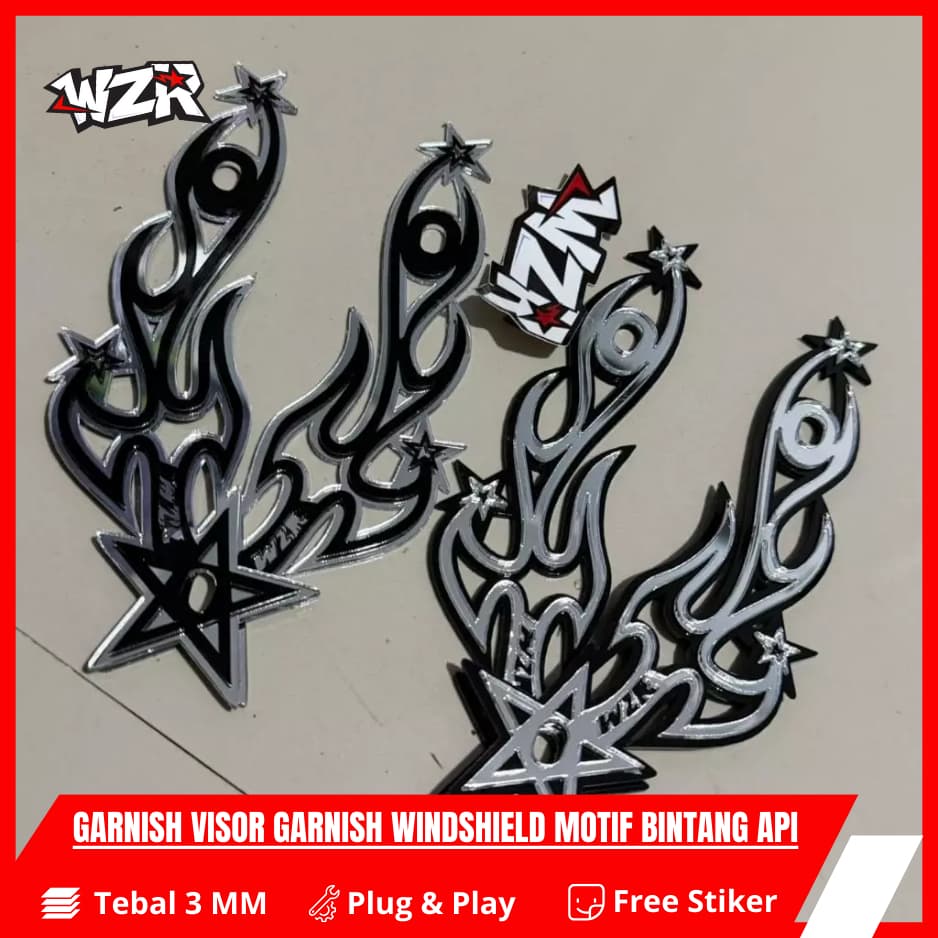 WZR Garnish Visor กระจก Garnish Fire Star Motif Nmax Old Nmax New Nmax Neo Nmax Turbo