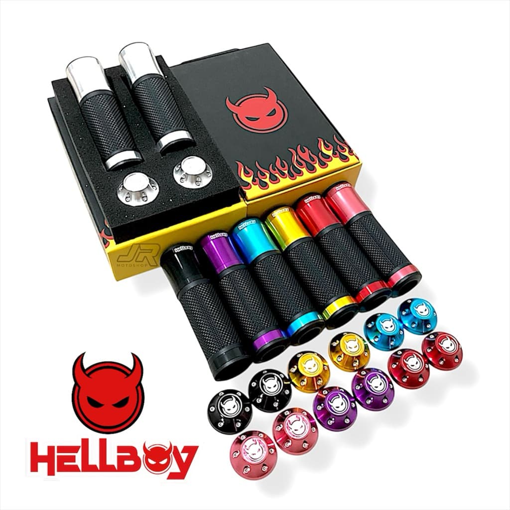 HELLBOY Handgrip Bar End Set รุ่น Zelioni CNC Vespa Sprint Primavera S LXV GTS GTV Universal Motor / JR Motoshop