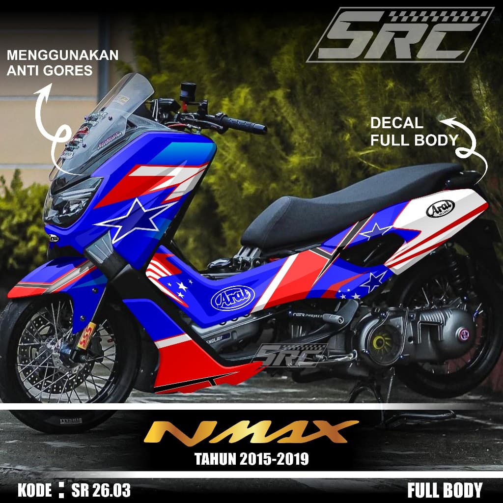 สติกเกอร์รูปลอกล่าสุด Full Body Yamaha Nmax Old Year 2015 2016 2017 2018 2019 สติ๊กเกอร์รูปลอก Full Body Nmax ภาพเก่า Arai Racing Nmax Old Motif Arai Racing Nmax Old Arai Racing SR 26.03