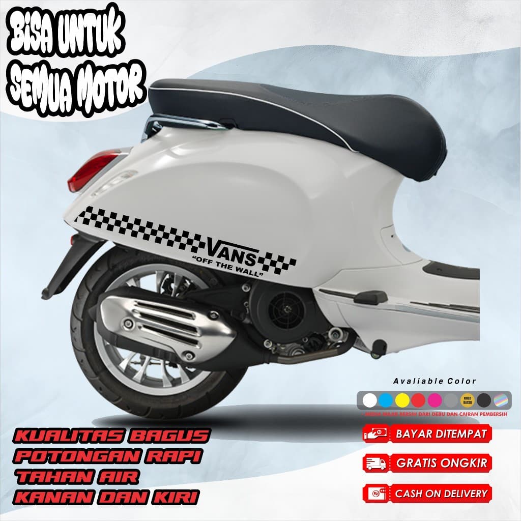 Vans สติ๊กเกอร์ตัดลายตารางหมากรุก motif สําหรับรถมอเตอร์ไซค์ Vespa Sprint / แถบรถมอเตอร์ไซค์ Vespa Sprint สุดเท่