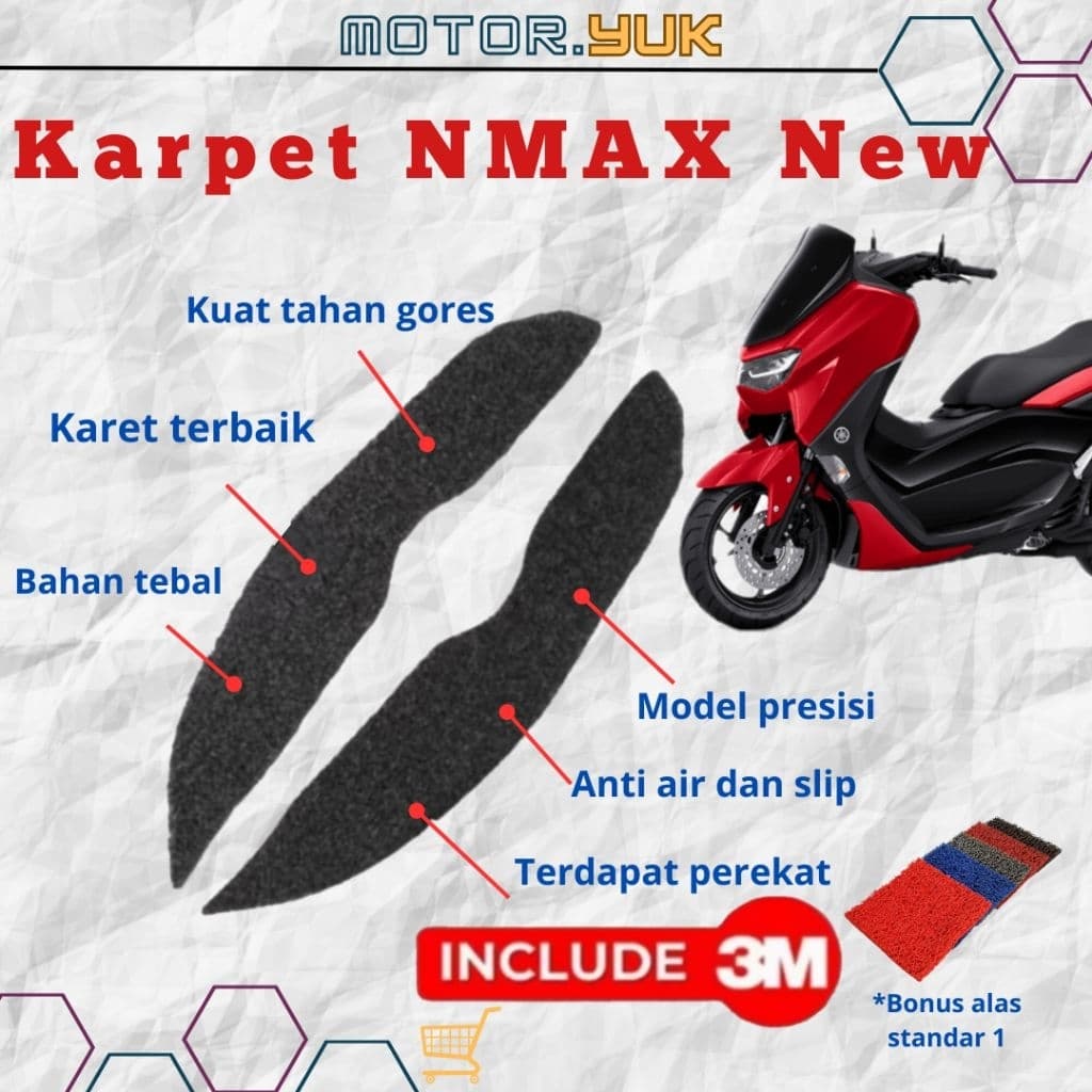 พรม NMAX new 155, พักเท้า NMAX NEW, Yamaha Nmax ขอบพรีเมียมใหม่ มี 3M แล้ว