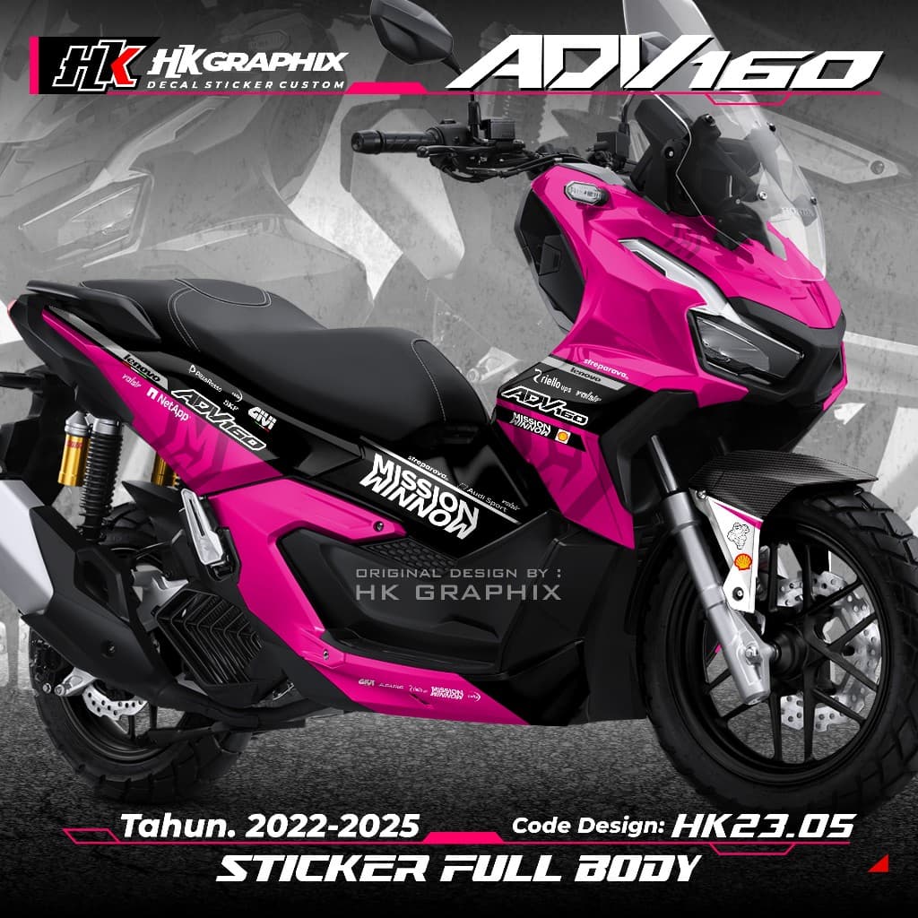 สติ๊กเกอร์รูปลอก ADV 160 Full Body 2022 2023 2024 2025 Honda ADV Full Body สติกเกอร์ Premium Design Mission Winnow ล่าสุด Limited Edition HK Graphix 23.05