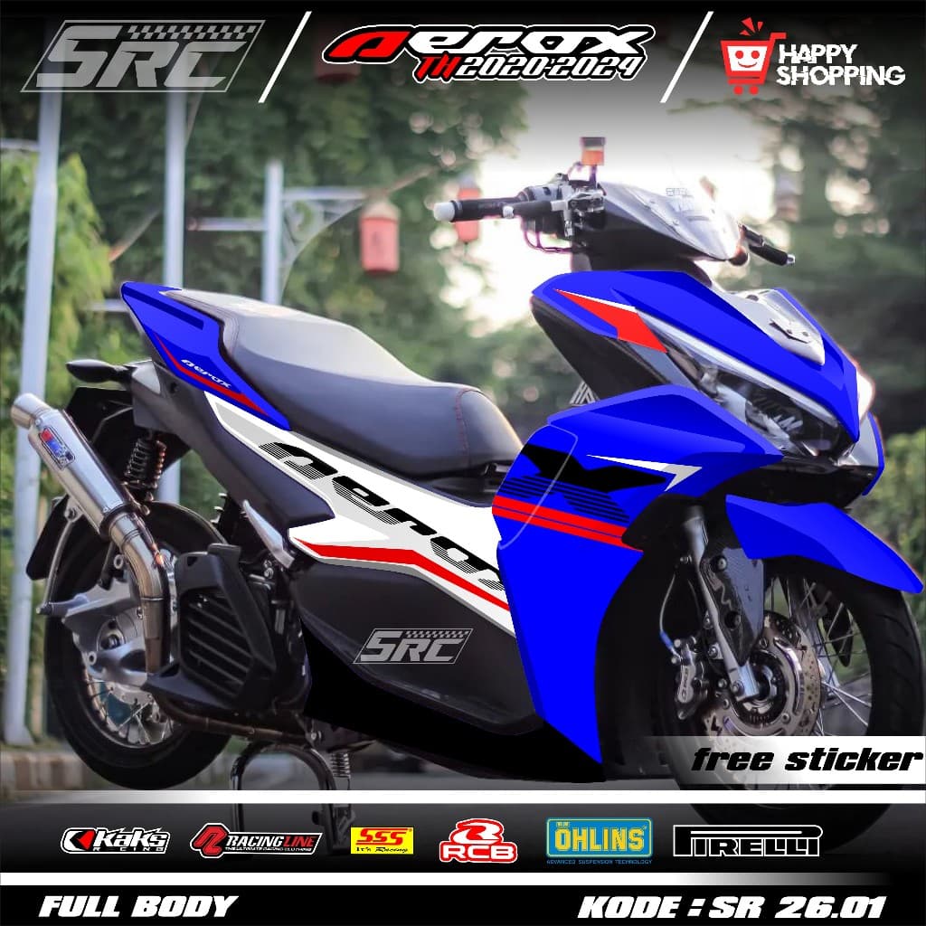 ล่าสุด Full Body Decal สติกเกอร์ Yamaha Aerox 155 ใหม่เชื่อมต่อ Cyber City 2020 2021 2022 2023 2024 Full Body สติกเกอร์ใหม่ Aerox เชื่อมต่อ Racing Graphic Aerox ใหม่ Racing SR 26.01