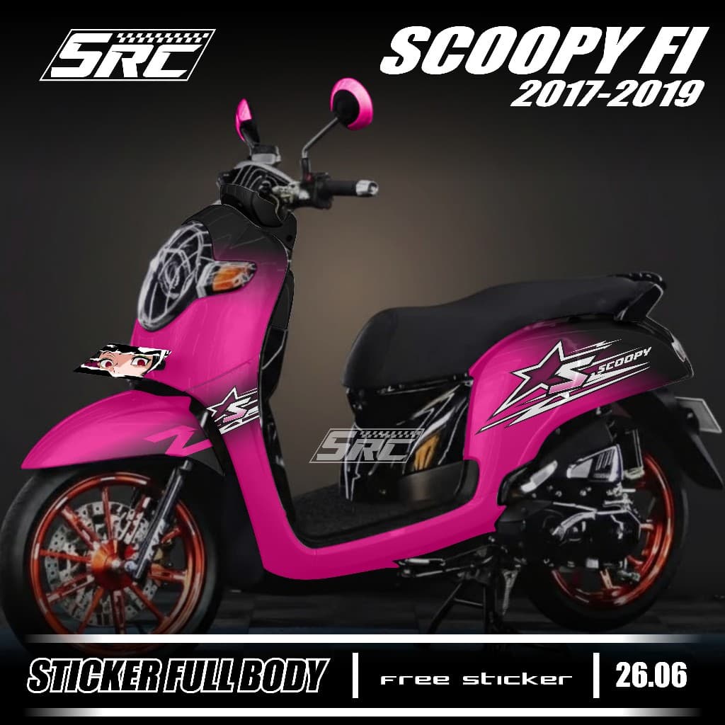 ล่าสุด Full Body Decal สติกเกอร์สําหรับ Honda Scoopy Fi รถจักรยานยนต์ 2017 2018 2019 Decal สติกเกอร์ Full Body Scoopy Fi Racing Star ออกแบบ Scoopy Fi Star Gradient Scoopy Star SR 26.06