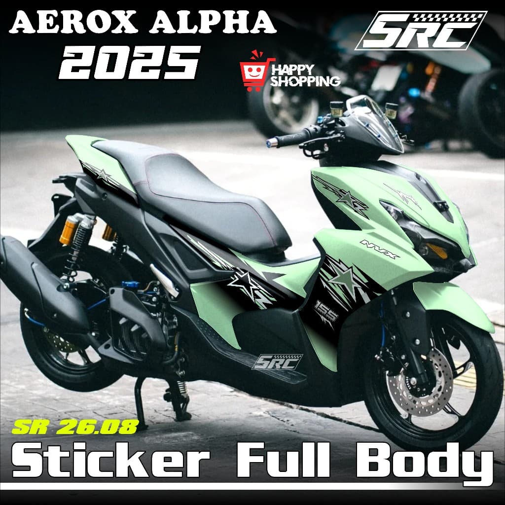 ล่าสุด Yamaha Aerox Alpha Turbo Full Body สติกเกอร์ 2025 2026 Aerox Alpha Turbo Decal สติกเกอร์ Star Motif สไตล์ Aerox Alpha Bintang Racing สไตล์ Aerox Alpha Bintang สไตล์ SR 26.08
